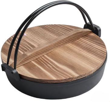 Amazon | すき焼き鍋 南部ツル付黒焼付 直火用 南部鉄器 (26 CM,木蓋金